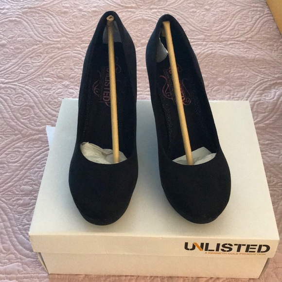 Unlisted (Kenneth Cole) Black Sparkle Wedges - Picture 1 of 5